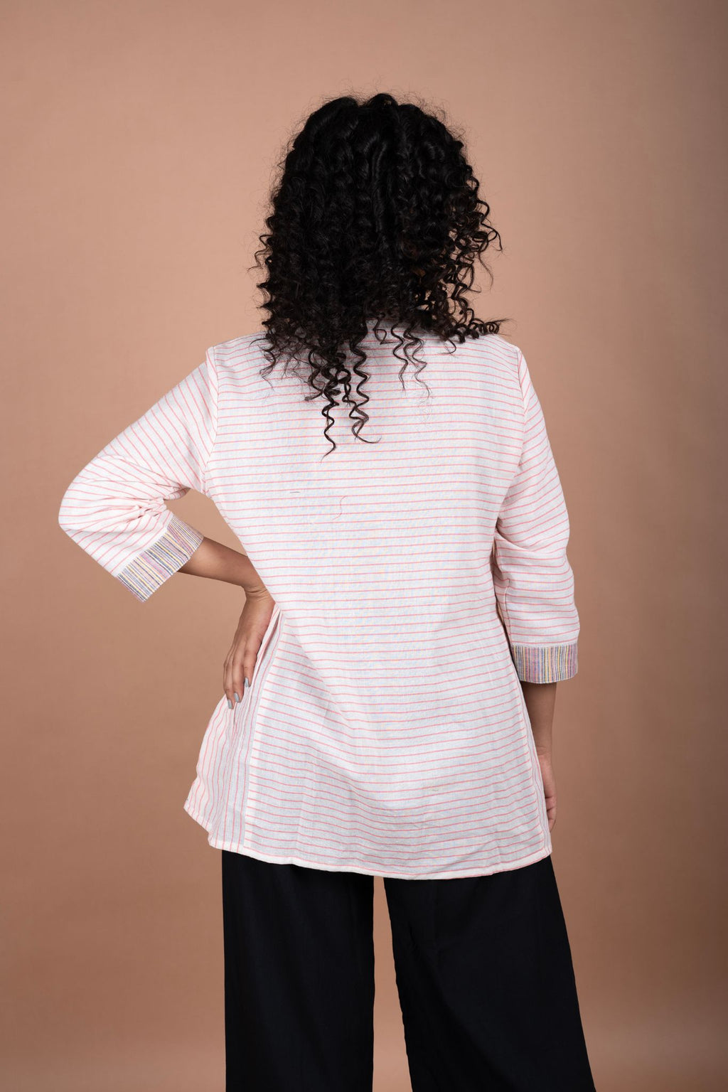 Elegant Handloom Cotton Chinese Collar Shirt