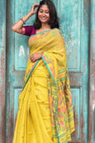 Yellow Handloom Cotton Saree