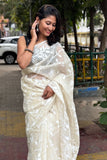 Ivory White Handwoven Cotton Jamdani Saree