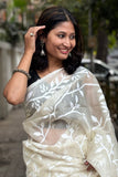 Ivory White Handwoven Cotton Jamdani Saree