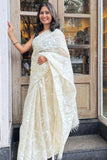 Ivory White Handwoven Cotton Jamdani Saree