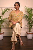 Yellow Floral Handblock Print Cotton Kurti for Women