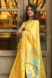 Yellow Cotton Paithani Saree