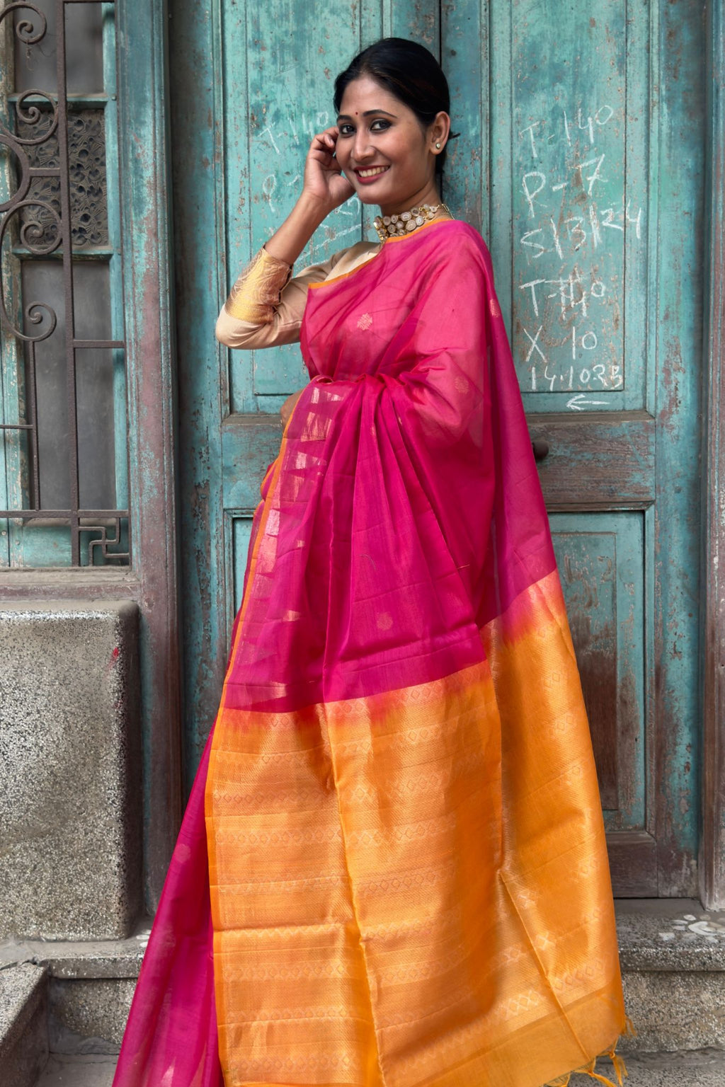 Pink Cotton Silk Saree