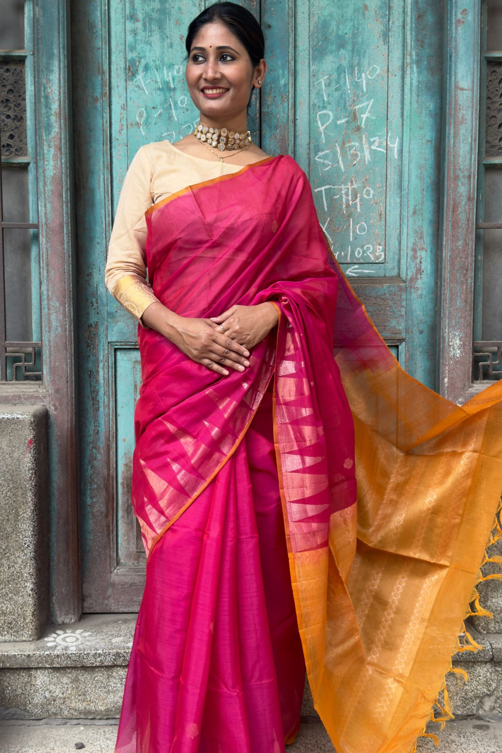 Pink Cotton Silk Saree