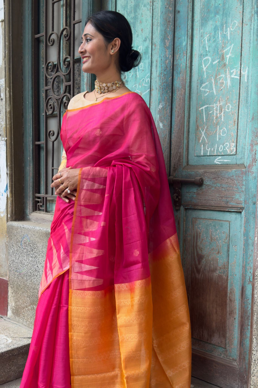 Pink Cotton Silk Saree
