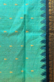 Elegant Sico Gadwal Handloom Saree – Green & Black with Zari Work