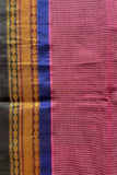 Elegant Cotton Gadwal Handloom Saree – Purple & Black with Zari Accents