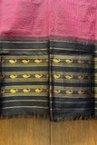 Elegant Cotton Gadwal Handloom Saree – Purple & Black with Zari Accents