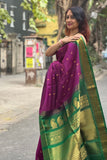 Purple & Green Sico Gadwal Saree