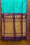 Regal Silk Gadwal Handloom Saree – Green & Purple with Zari Work