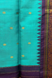 Regal Silk Gadwal Handloom Saree – Green & Purple with Zari Work