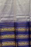 Classic Cotton Gadwal Handloom Saree – Grey & Purple with Zari Work