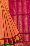 Vibrant Cotton Gadwal Handloom Saree – Orange & Pink with Zari Work