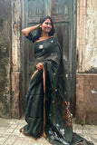 Green Linen Saree