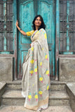 Grey Linen Cotton Saree