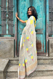 Grey Linen Cotton Saree