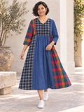 Blue check dress KD033