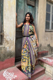 Pure Tussar silk Kalamkari saree with traditional hand painting