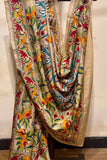 Beige Tussar Silk Dupatta with Multicolour Handwoven Motifs