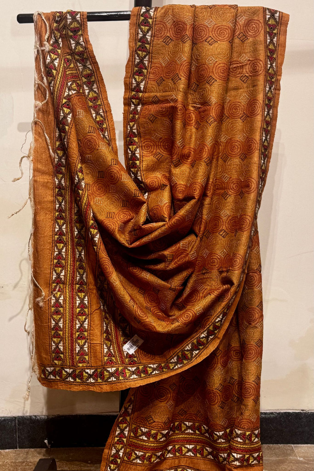 Brown Tussar Silk Kantha Dupatta