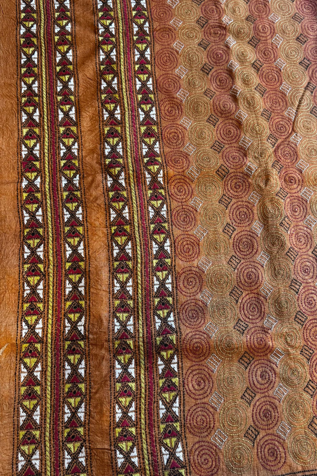 Brown Tussar Silk Kantha Dupatta