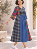 Blue check dress KD033