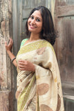 Tussar Silk Saree with Real Leaf Print