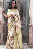 Tussar Silk Saree with Real Leaf Print