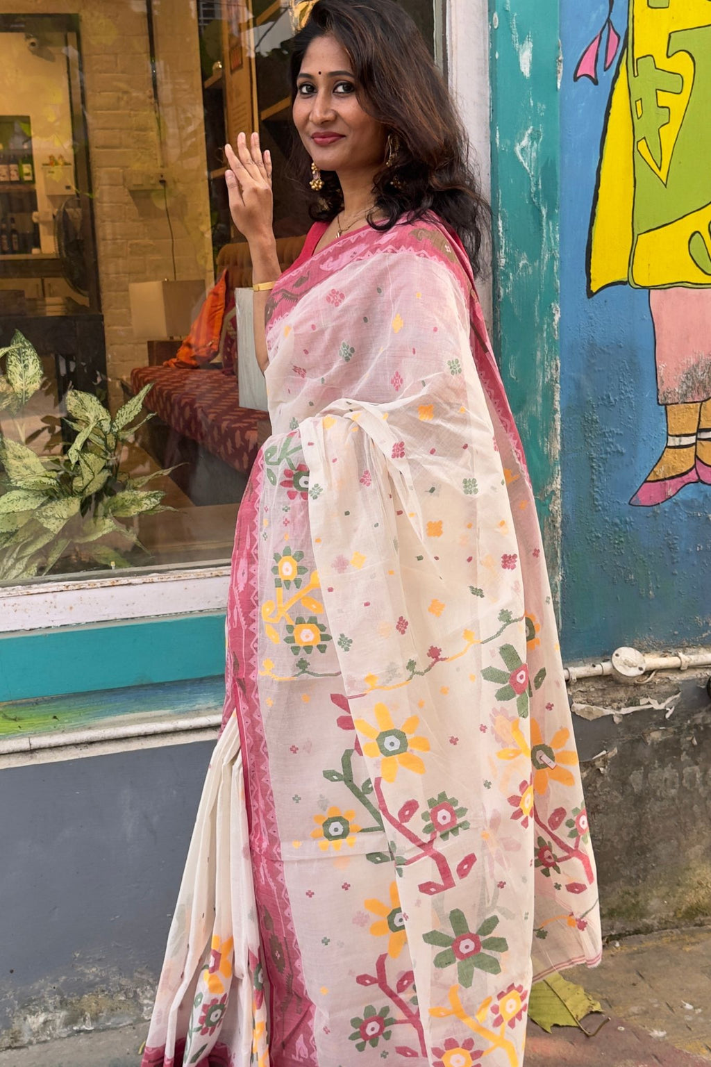 White Cotton Jamdani Saree