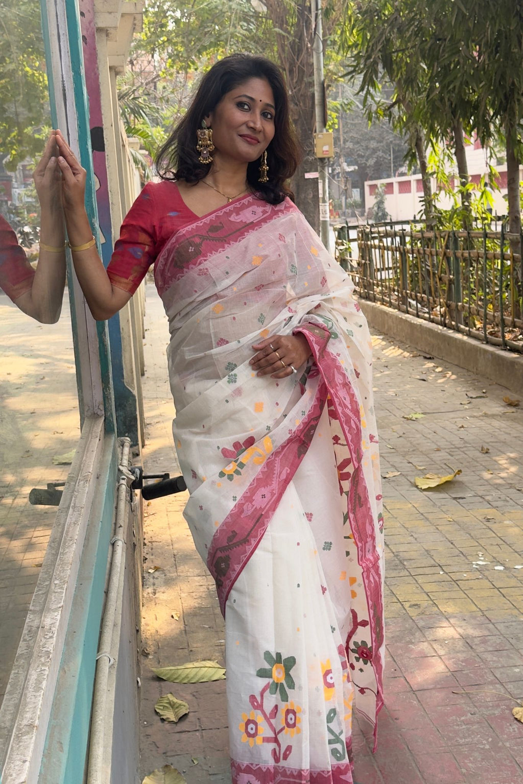 White Cotton Jamdani Saree