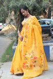 Mustard Yellow Handloom Cotton Saree