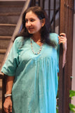Blue Cotton Jamdani Dress