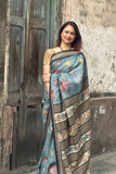 Hand painted Tussar Kalamkari Saree