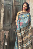 Hand painted Tussar Kalamkari Saree