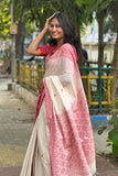 White & Red Bengal Handloom Cotton Saree