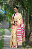 Gorgeous Beige & Pink Cotton Eri Silk Saree