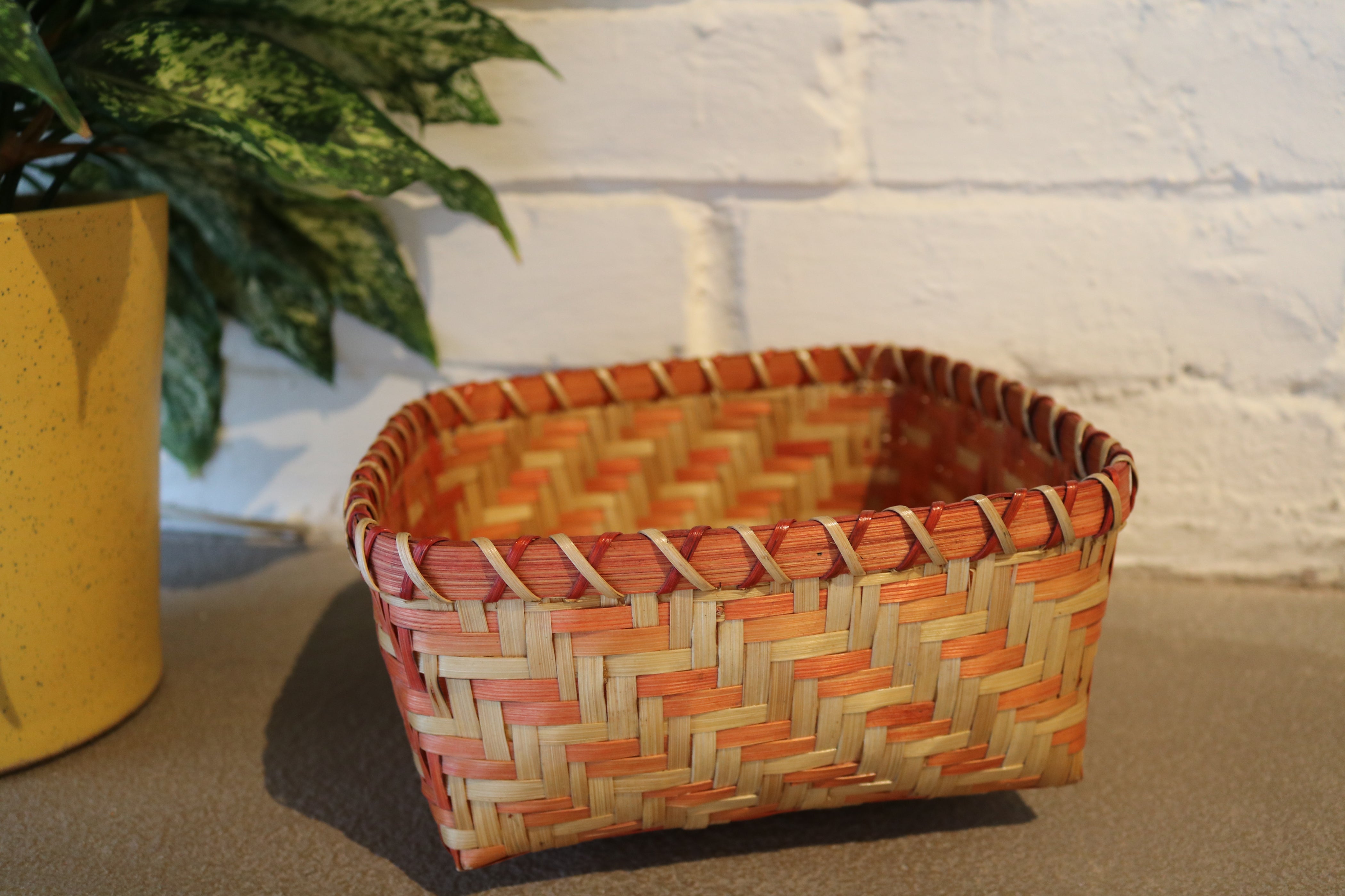 Orange & Brown Bamboo Basket - NamegStore