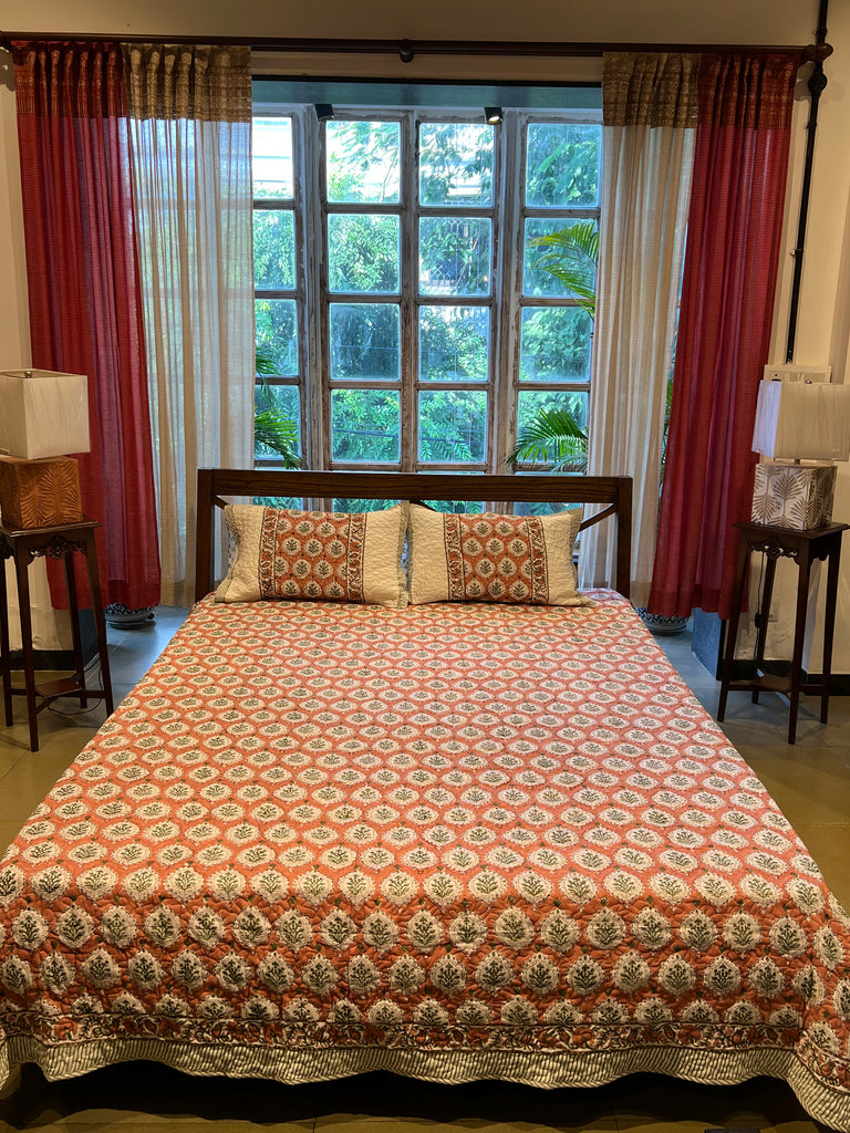 Maroon Quilted Bed Sheet with Pillow Cover