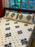 White & Blue Kantha Bed Cover