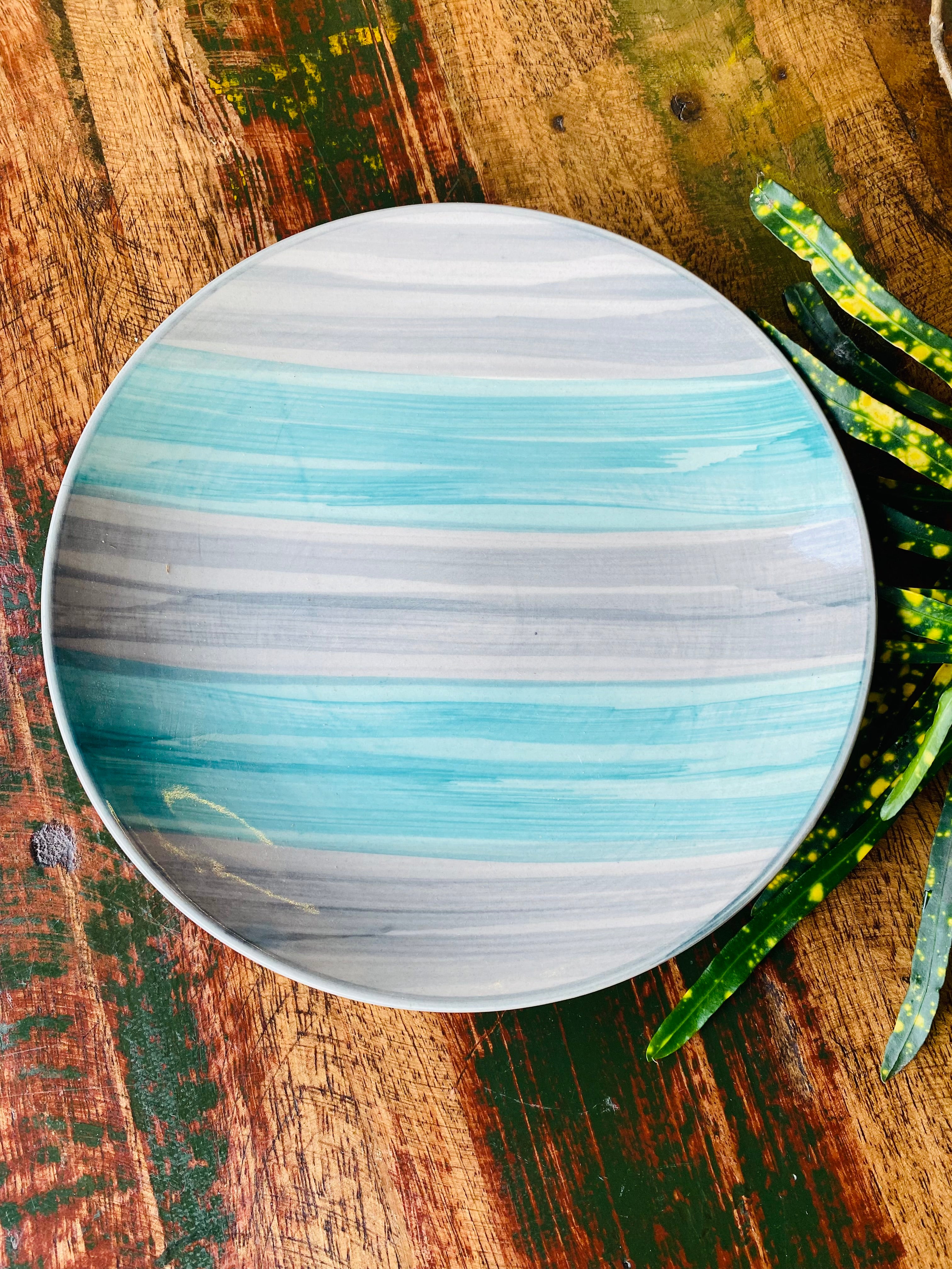 Blue & Grey Hand-painted- Dinner  Plate