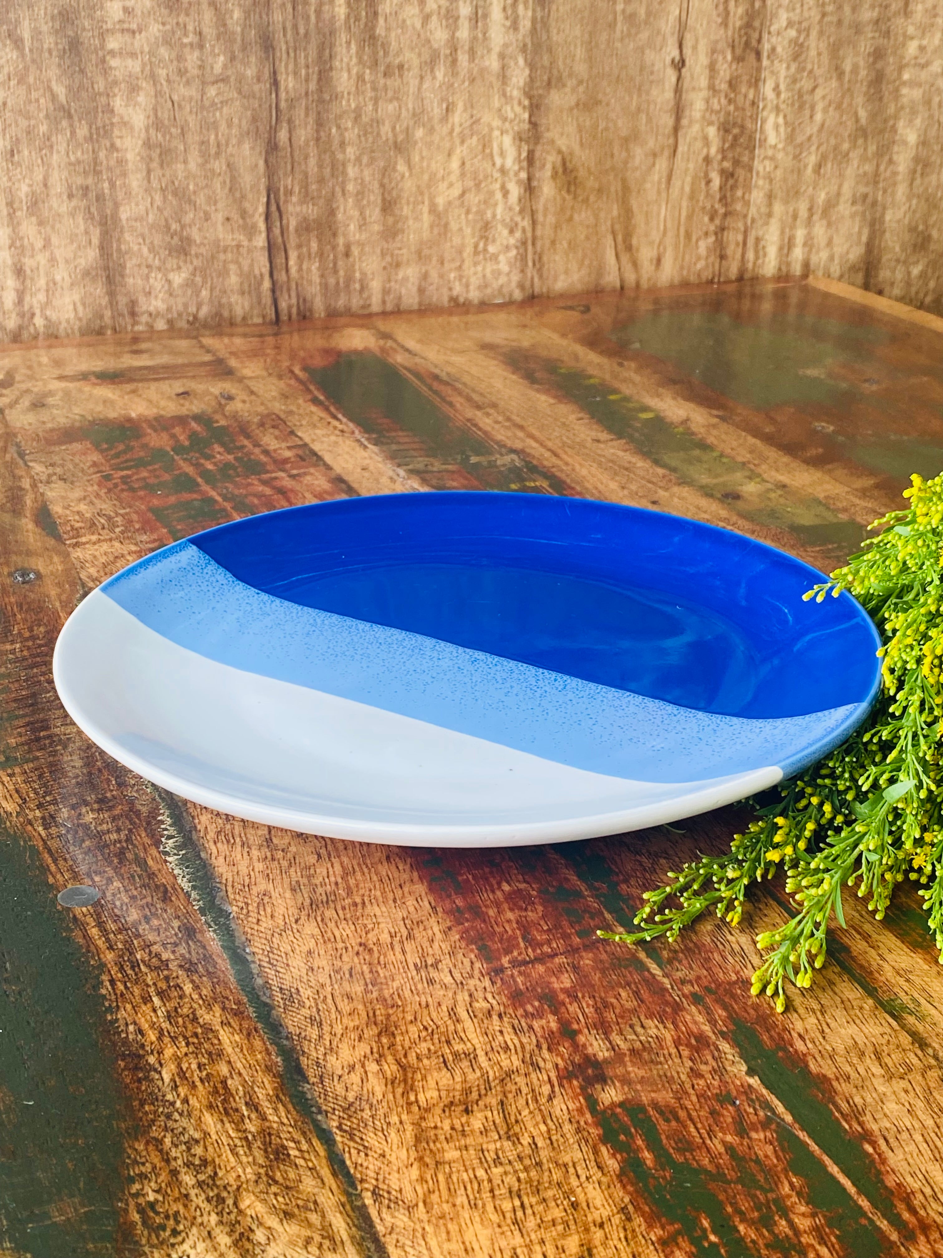Blue Layered Hand Painted Dinner  Plate