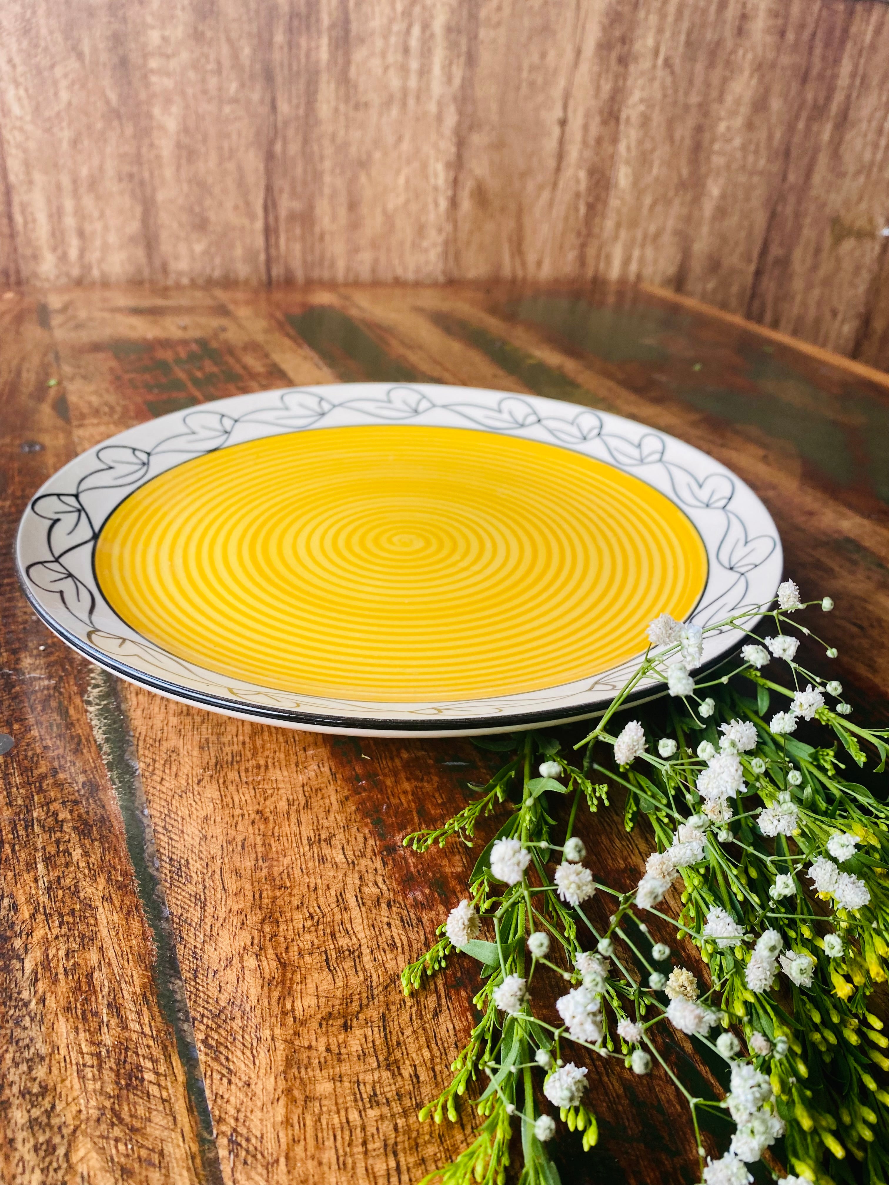 Yellow Handpainted Dinner Plate