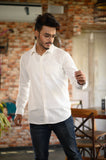 White Cotton Slim Fit Shirt - NamegStore