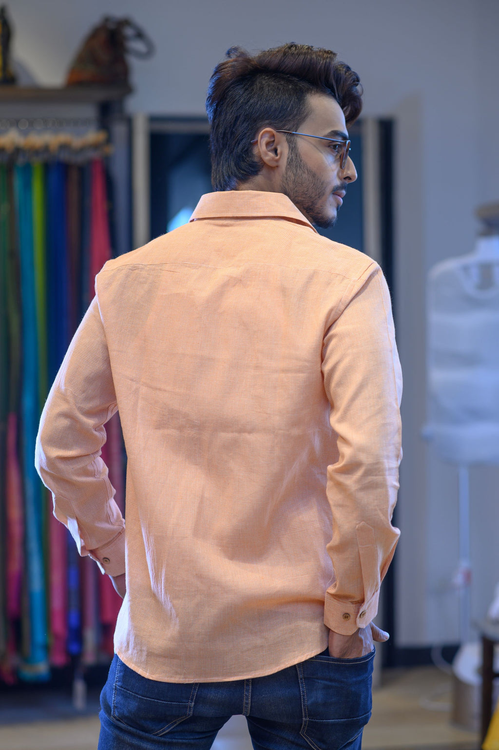 Peach Cotton Slim Fit Shirt - NamegStore
