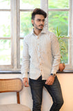 White & Grey Stripe Cotton Slim Shirt - NamegStore