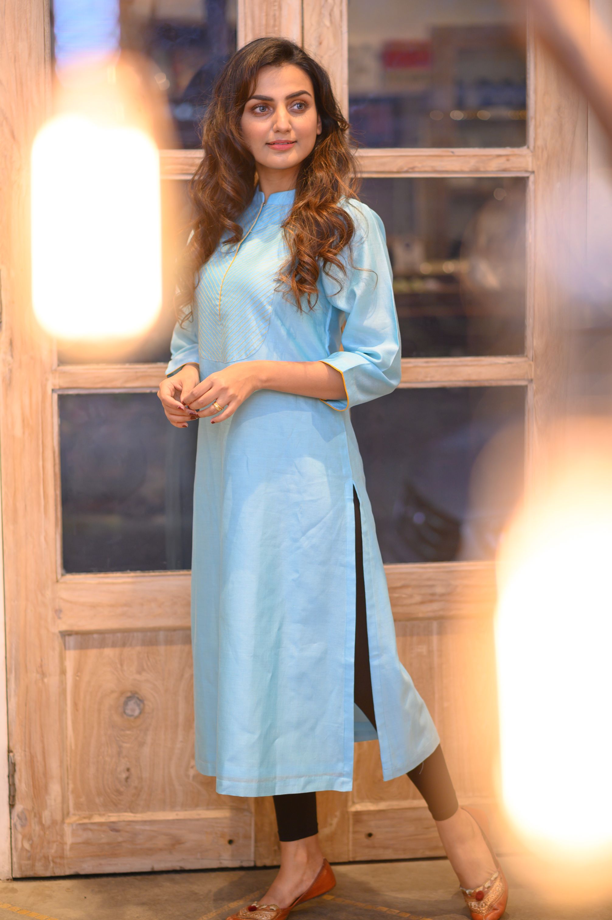 Asha Negi Sky Blue Kurta-Pant Set with Organza Dupatta | Latest dress design,  Chudidar designs, Simple kurta designs