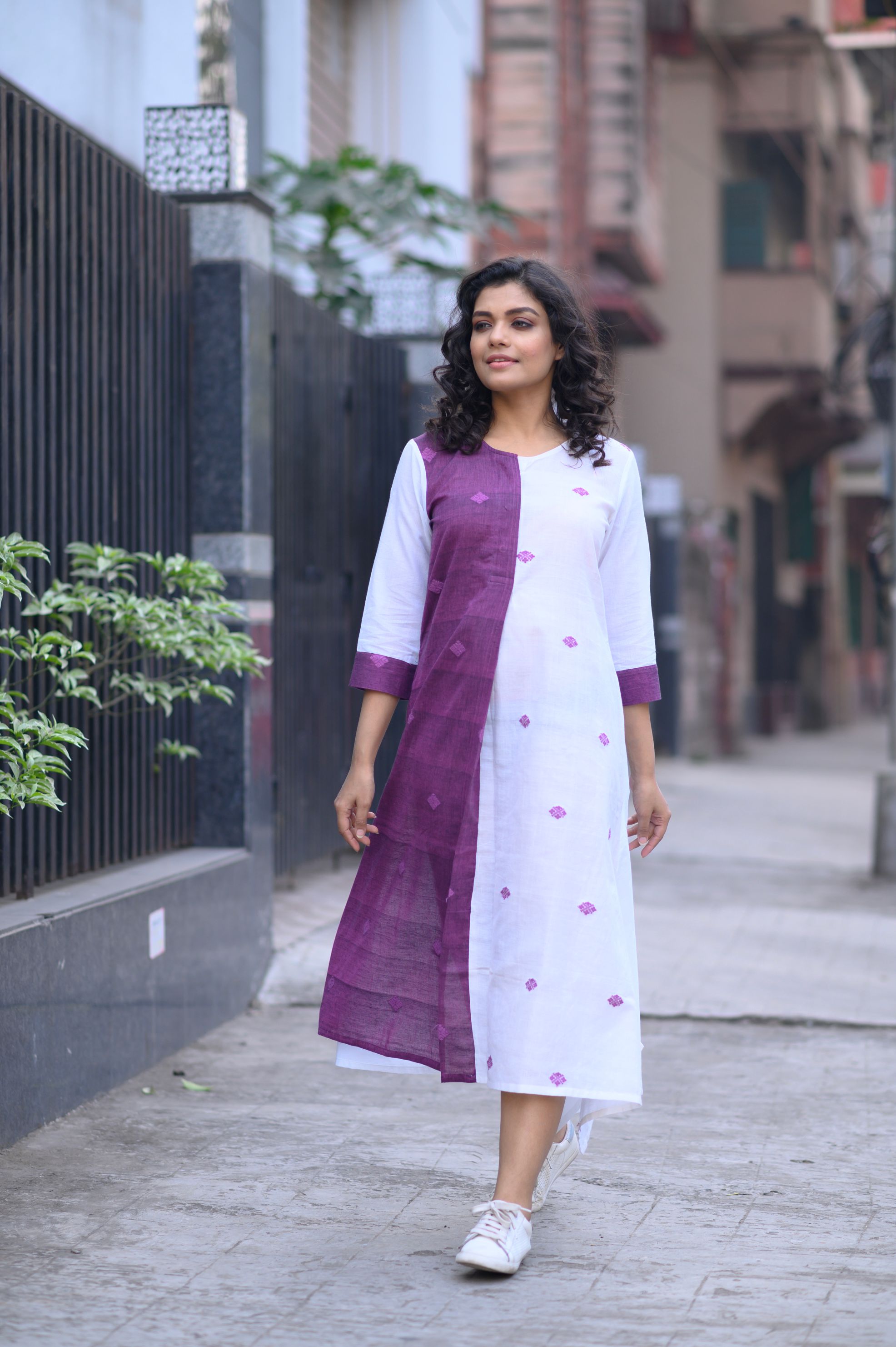 Purple & White Aparajita Dress - NamegStore