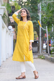 Yellow Cotton Kurti - NamegStore