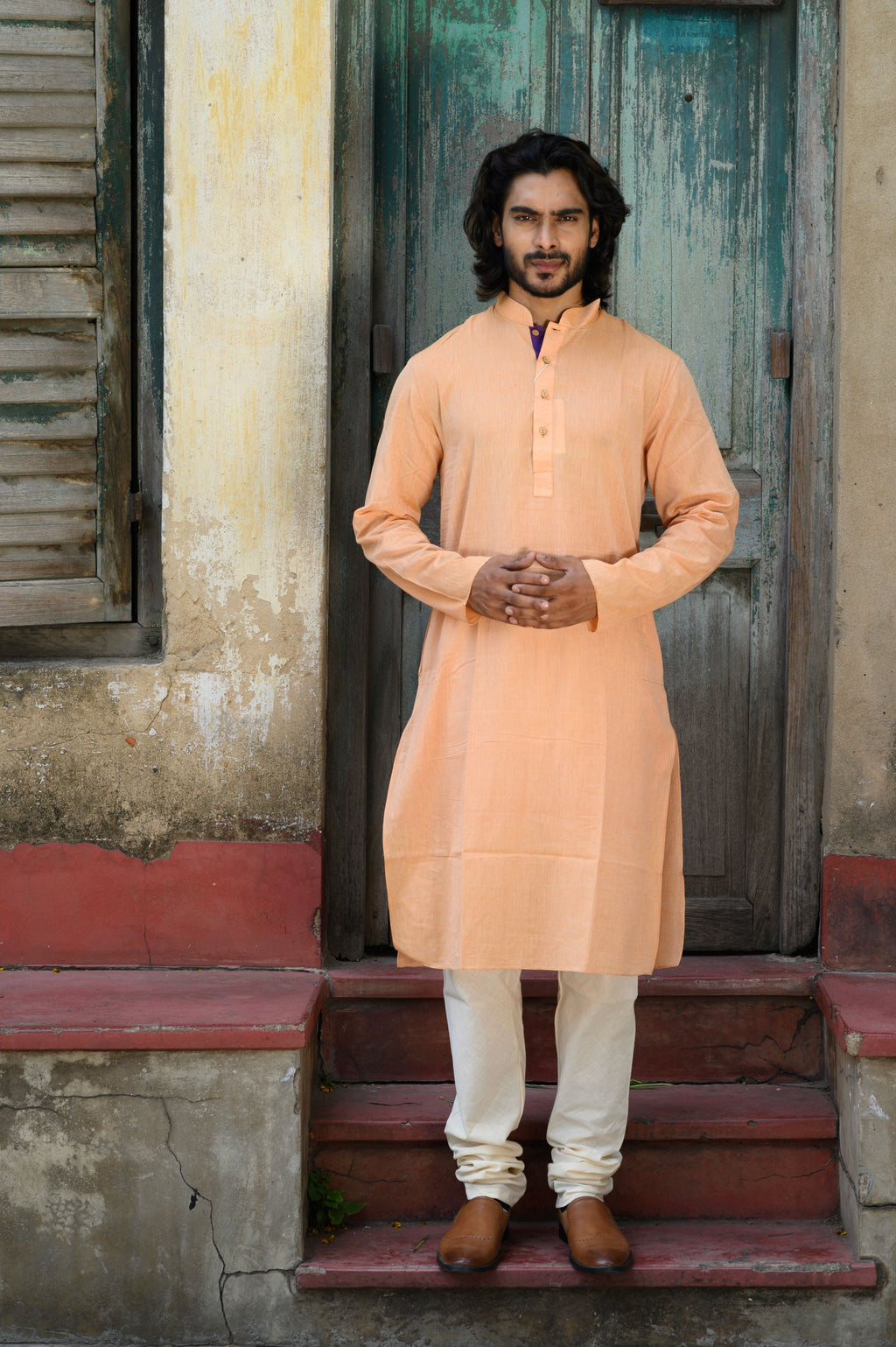 Light Orange Men's Kurta - NamegStore